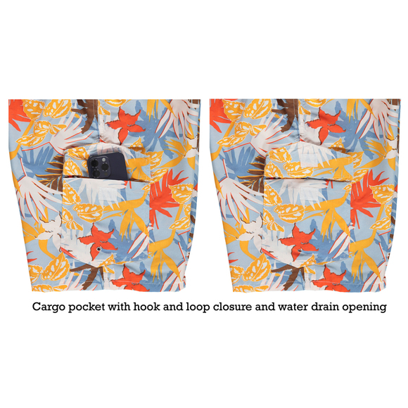 Mens Swimming Trunks, Beach Shorts, Vacation Swim Suit Cargo Pocket, Starfish - Picture 5 of 6